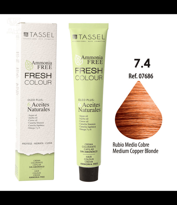 Tinta Fresh Colour sem Amônia 100ml - Tassel : 7.4 Rubio medio cobre - 1