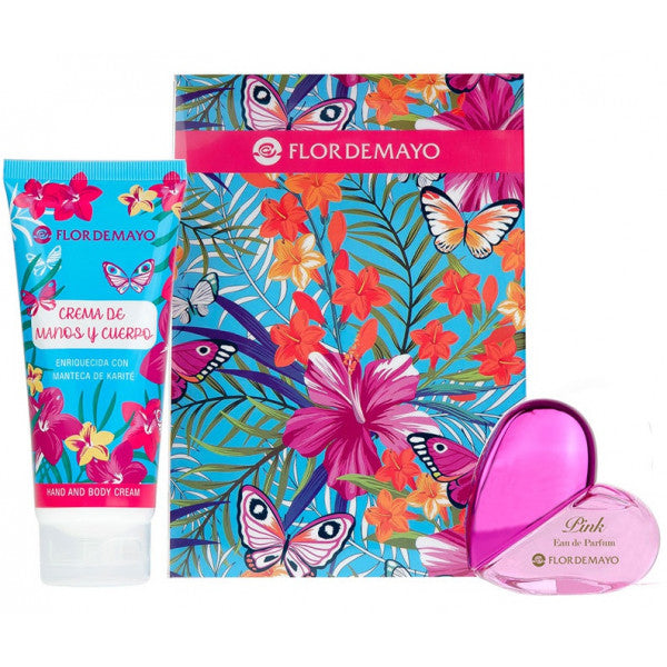Conjunto de presente de perfume rosa + creme para mãos e corpo - Cristal Butterfly - Flor de Mayo - 1