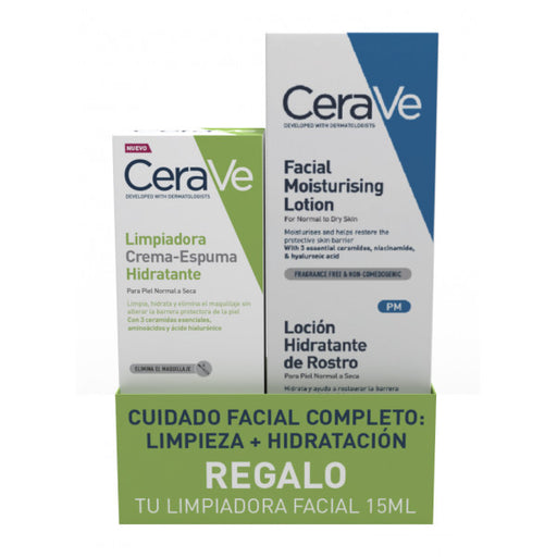 Loção hidratante facial - Cerave: 52 ML + Limpiador Facial - 1