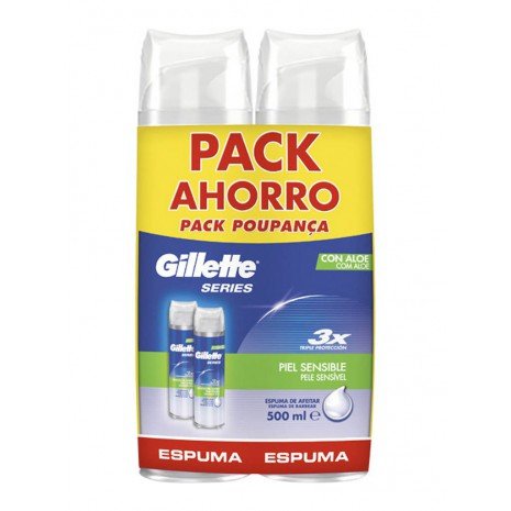Duo Pack de Espuma de Barbear para Pele Sensível - Série - 500 ml - Gillette - 1