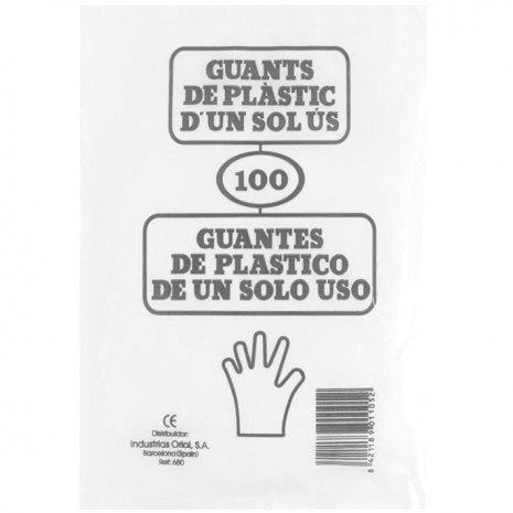 100 luvas descartáveis de plástico granulado - Eurostil - 1