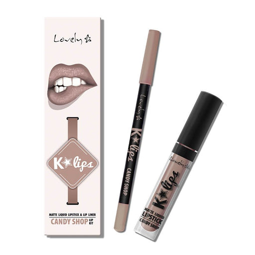 Lipliner + Batom Líquido K-lábios - Lovely: set K Lips 6 - 1