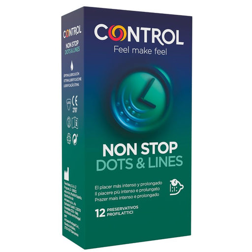 Preservativos Nonstop Pontos e Ranhuras - 12 Unidades - Control - 1