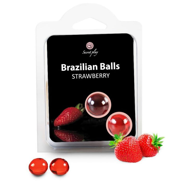 Conjunto 2 Bolas Lubrificantes Bolas Brasileiras Morangos - Secretplay Cosmetic - Secret Play - 1