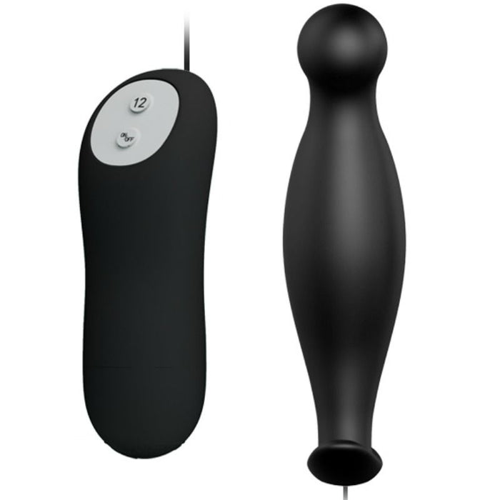 Plugue anal de silicone 12 modos de vibração preto - Pretty Bottom - 3