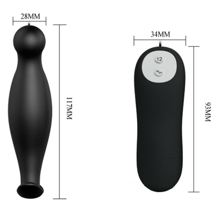 Plugue anal de silicone 12 modos de vibração preto - Pretty Bottom - 5