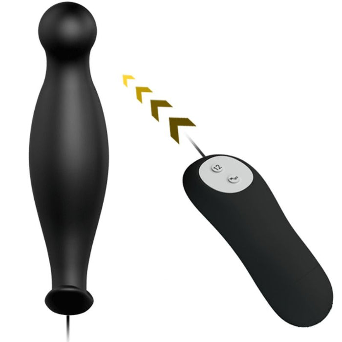 Plugue anal de silicone 12 modos de vibração preto - Pretty Bottom - 8