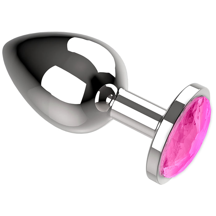Plugue anal de metal tamanho G cristal rosa 4 x 9 cm - Coquette - 3