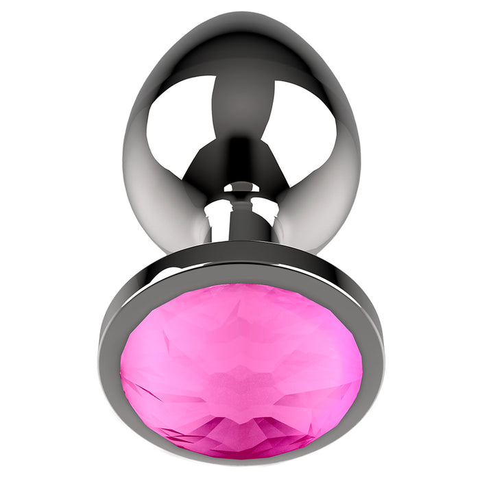 Plugue anal de metal tamanho G cristal rosa 4 x 9 cm - Coquette - 6