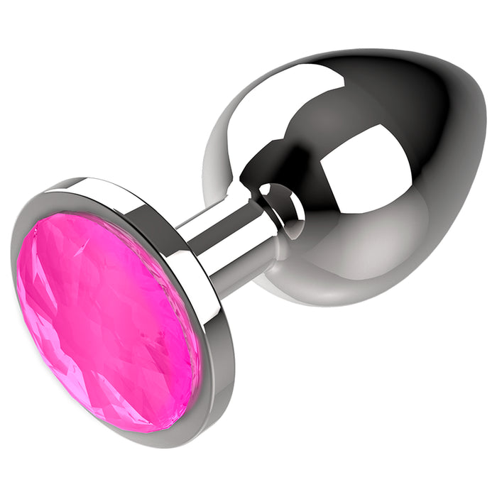 Plugue anal de metal tamanho G cristal rosa 4 x 9 cm - Coquette - 7