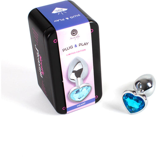 Secret Play - Plug Anal de Metal Coração Azul Tamanho S 7 cm - Secret Play - 1