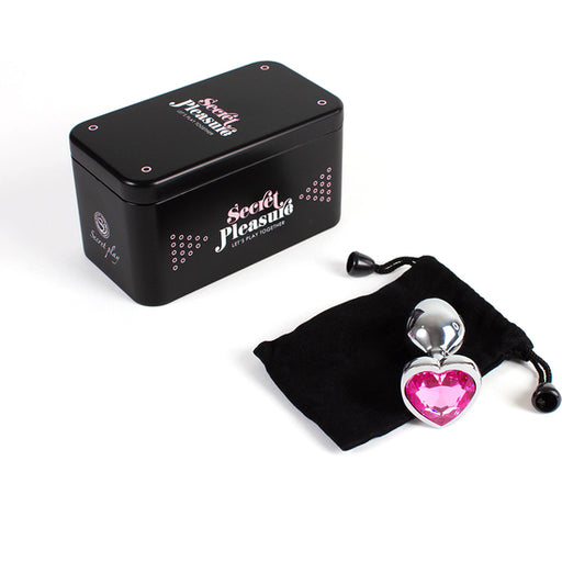 Secret Play - Plug anal de metal com coração rosa choque tamanho S 7 cm - Secret Play - 2