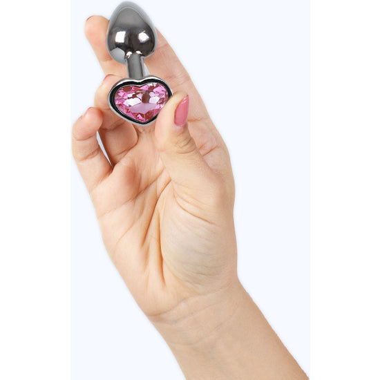 Secret Play - Plug anal de metal com coração rosa choque tamanho S 7 cm - Secret Play - 4