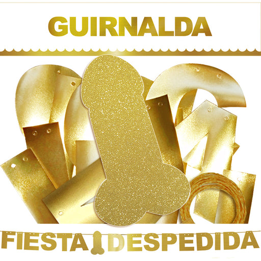 Grinalda Festa Despedida Pênis Dourado (cartolina Dourada 220gr) - Inedit - 1