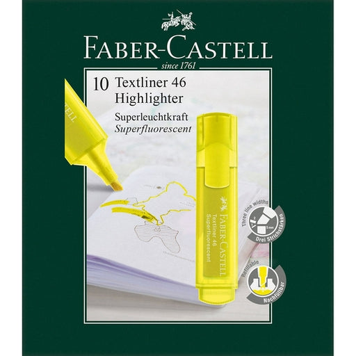 Conjunto de 10 Marcadores Fluorescentes Faber-castell Amarelo - Faber Castell - 1