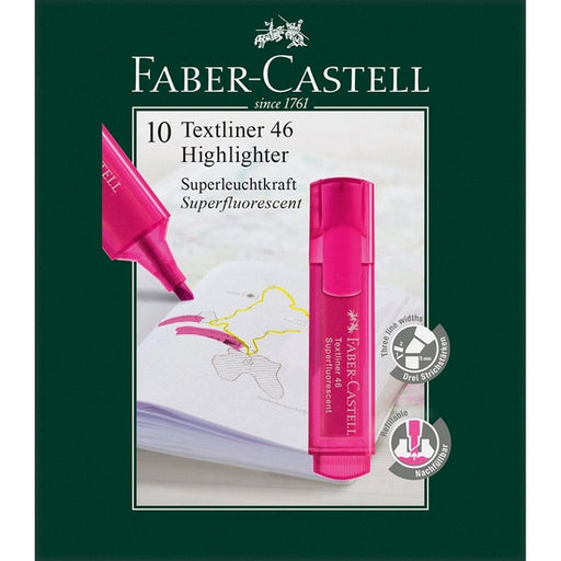 Pacote 10 Canetas Marca-texto Faber-castell Rosa - Faber Castell - 1