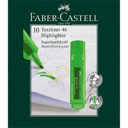 Pack 10 Marca-texto Fluorescente Faber-castell Verde - Faber Castell - 1