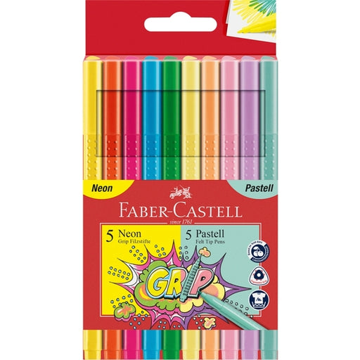 Caixa de 10 Marcadores Faber-castell Pastel e Neon - Faber Castell - 1
