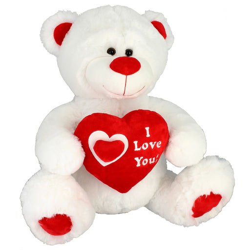 Urso Branco Coração Vermelho Fundo Branco 28cm - Bimar - 1
