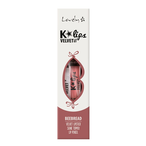 Conjunto de batons K&#39;lips Velvet - Batom Matte+liner+gloss - Lovely: Lovely Set Labial  K'Lips Velvet  N4 Beebread - 2